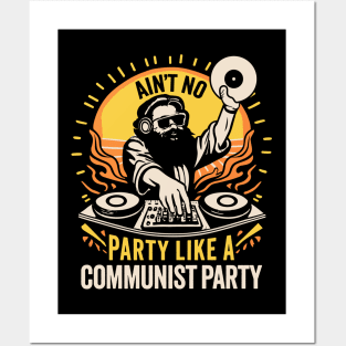 Communist Party - Funny DJ Karl Marx Spinning Records Posters and Art